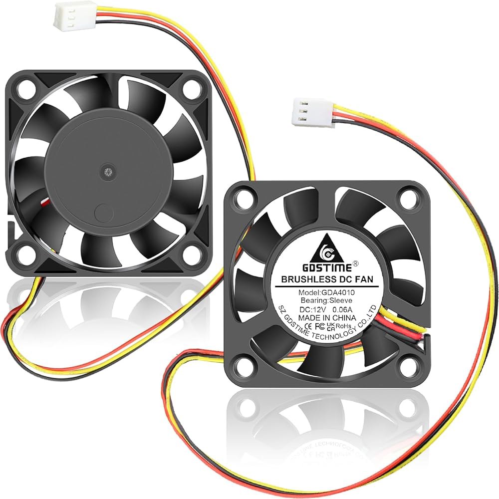 GDSTIME 40mm 팬 3핀, 12V 40x40x10mm 미니 컴퓨터 PC 케이스 DC 브러시리스 냉각 교체용 CPU 쿨러, 노스브리지 히트싱크, 3D 프린터(2팩) - 상품 이미지