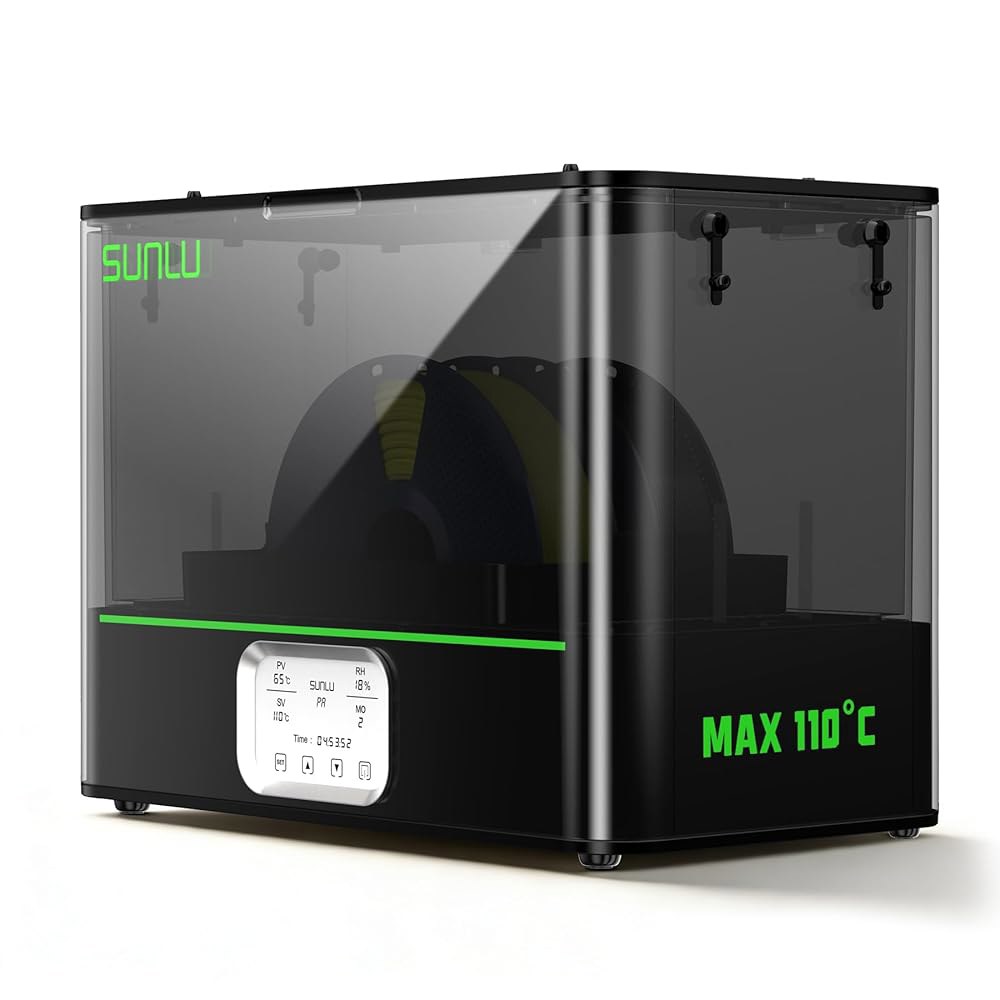 SUNLU 공식 3D 프린터 필라멘트 건조기 E2, 110 최고 온도, 500W PTC 히터, 건식 및 어닐 2-in-1, 듀얼 챔버, 엔지니어링 필라멘트용 설계, PC PA-CF - 상품 이미지