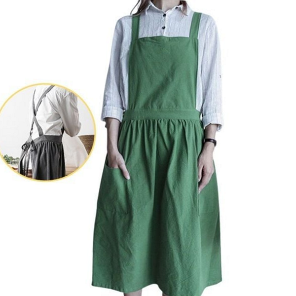 북유럽풍 원피스형 앞치마 데일리 여성 작업 앞치마 홈카페 주방 코튼 - 상품 이미지