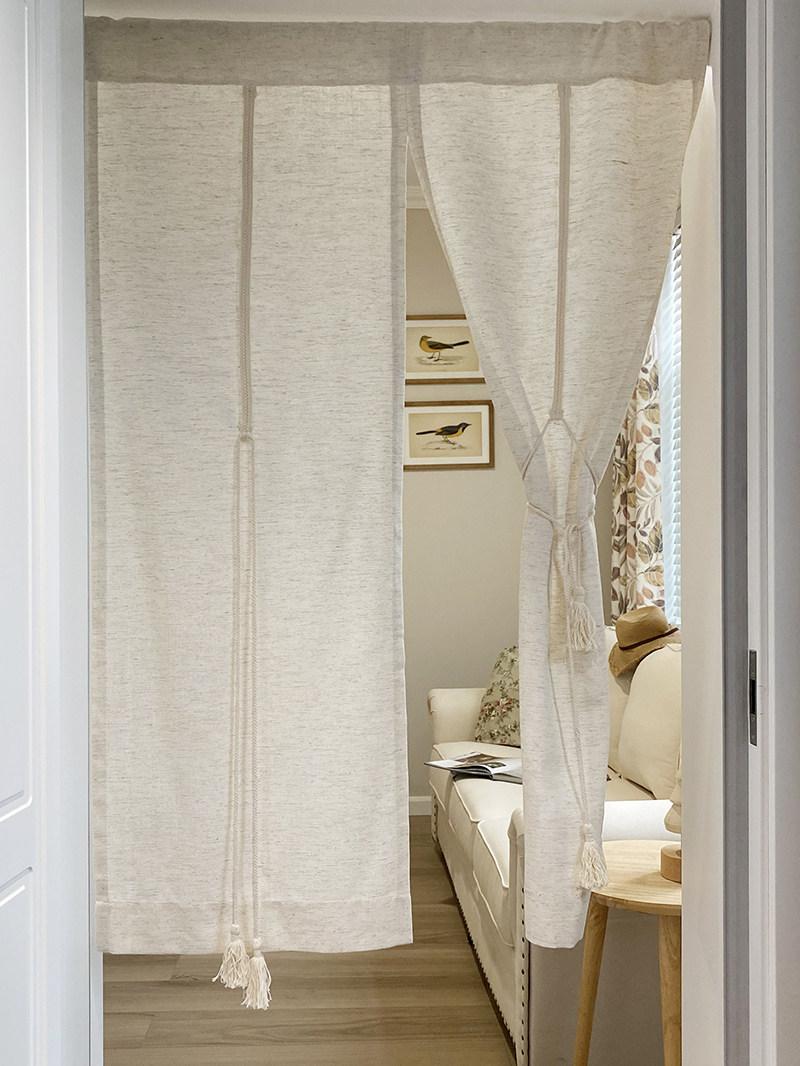 일본식 도어커튼 패브릭 베이직 폭 린넨 반커튼 주방 88cm x 높이 130cm - 상품 이미지