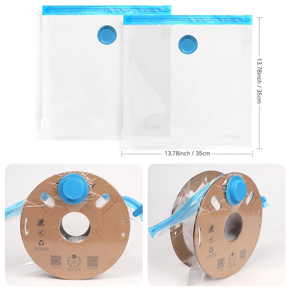 크리알리티 3D 프린터 필라멘트 보관 가방, 12개 PCS 재사용 가능한 35x35cm 진공 가방 1kg 보관, 방진 및 방습 ABS PETG PLA 보관용 - 상세 이미지 2