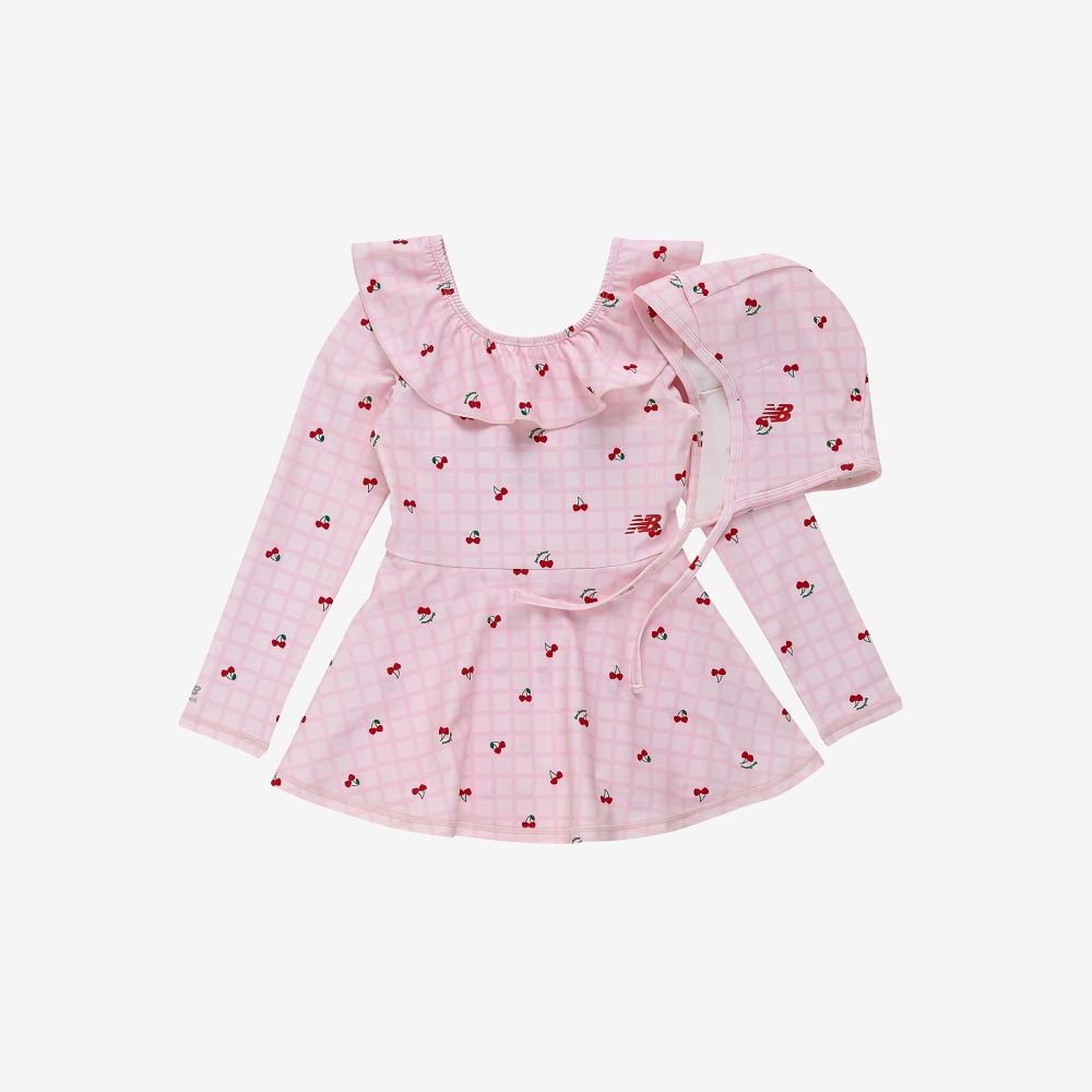 뉴발란스키즈 NBgC Cherry Blossom_패턴 원피스 래쉬가드 키즈 수영복 NK9RG3773G25 - 상품 이미지