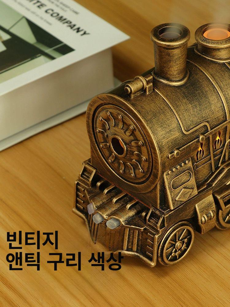 무선 레트로기차가습기 사무실 리모컨 무드등 향기확산 아로마 블랙 클래식블랙 전원 미니 - 상세 이미지 3