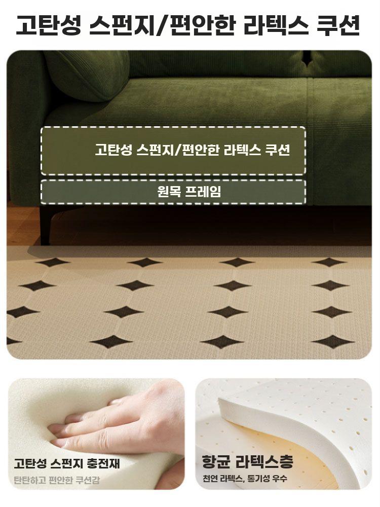 코끼리귀 소파 모던 거실 쇼파 북유럽 카우치 아메리칸 그린-코듀로이 고탄성 스펀지 싱글 80cm - 상세 이미지 3