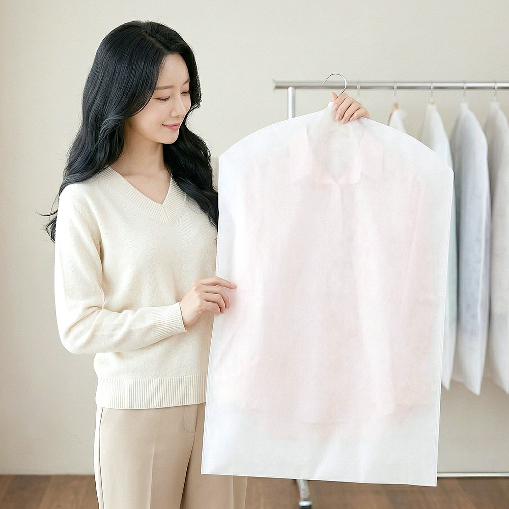 아모란나 먼지방지 옷보관 드레스룸 화이트 부직포 옷커버 M 미디엄 - 상세 이미지 3