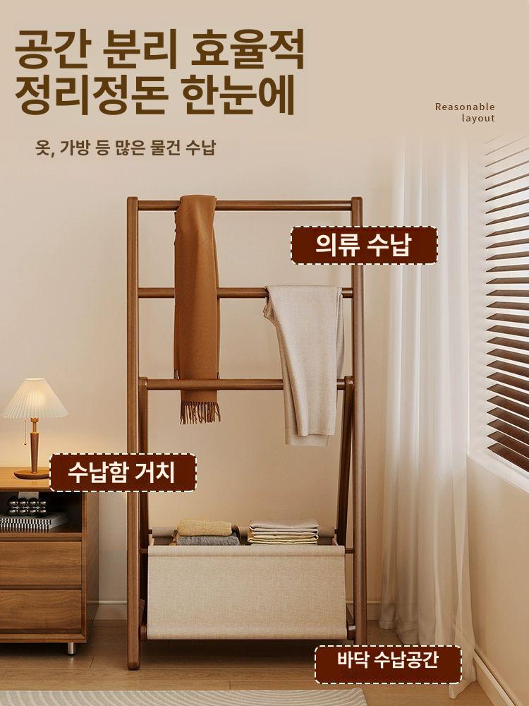 사다리형 옷장 스탠드 폴딩 키큰 옷걸이 원목행거 장농 터치 수납 서랍 붙박이장 - 상세 이미지 2