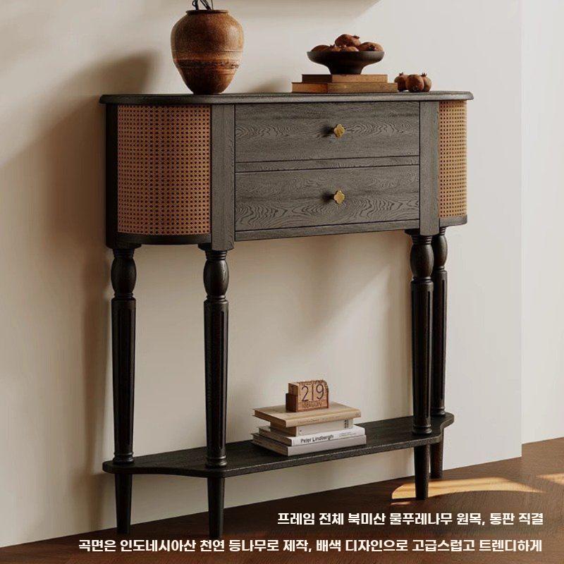 빈티지 원목 현관콘솔 현관 캐비닛 우드 복도 선반 클래식 - 상세 이미지 3