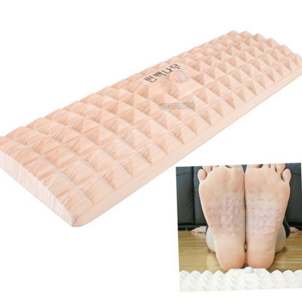 피라미드 편백 나무 발 지압판 엠보 편백 나무 지압기 발바닥 - 상품 이미지