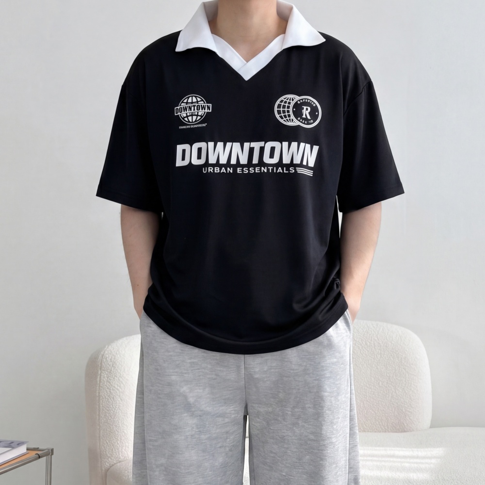 반팔 카라 럭비티셔츠 오버핏 박스티 쿨 냉감 어깨넓어보이는 헬스복 이미지 7
