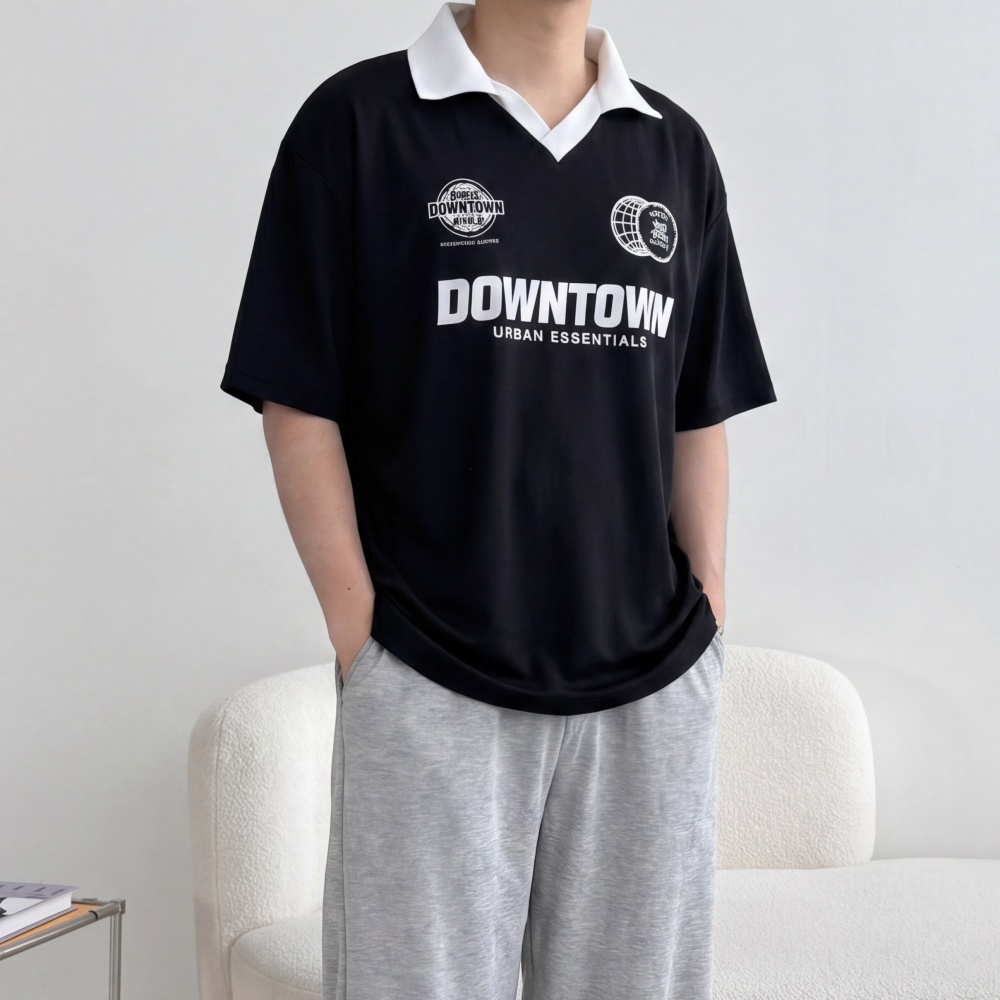 반팔 카라 럭비티셔츠 오버핏 박스티 쿨 냉감 어깨넓어보이는 헬스복 이미지 8