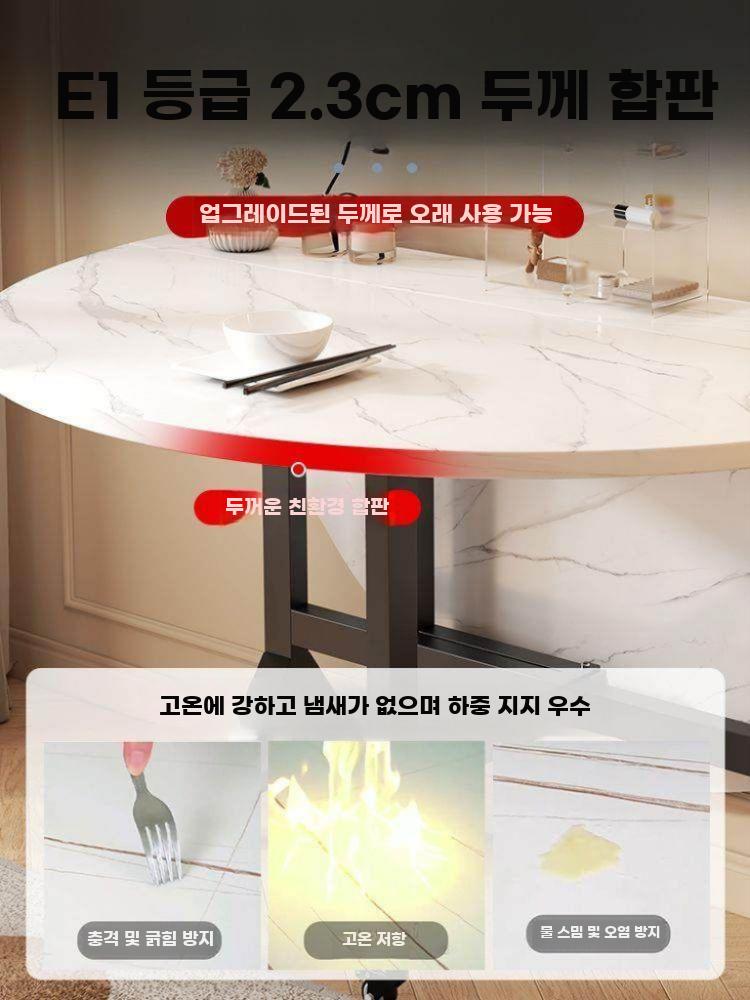 접이식 원형탁자 공간활용 주방 테이블 이동식 식탁 블랙 월넛 1m - 상세 이미지 3