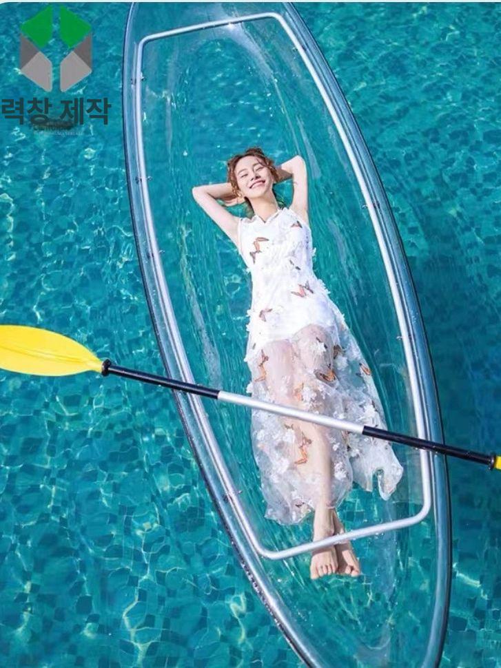 투명 카약 보트 패들 레저 요트 물놀이 관찰 수상 촬영 여름 호수 촬영용 래프팅 크리스탈 - 상세 이미지 2