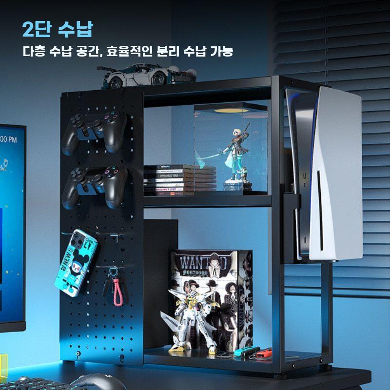 이동식 플스수납장 콘솔 컨트롤러 거치대 게임기 캐비닛 화이트 PS5선반(PS5 프레임) - 상세 이미지 3