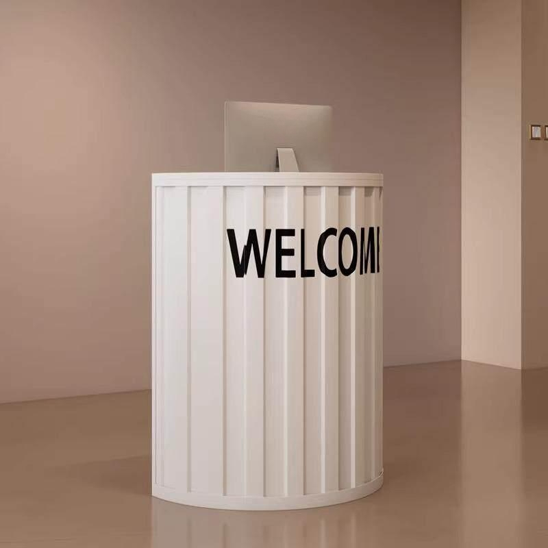 철제 카운터 테이블 안내 헬스장 인포메이션 하얀색 접수대 계산 인포데스크 업소용 카페 로고 - 상세 이미지 2