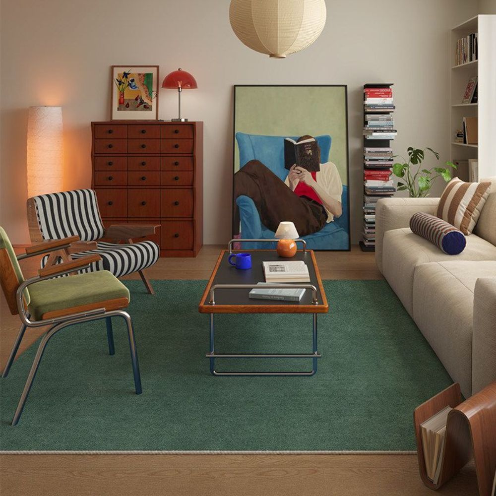모던 카페트 컬러 단색 카펫 레트로 거실 매트 빈티지 레이크 블루 120x160cm - 상품 이미지