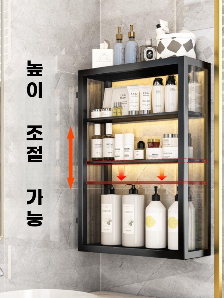 무타공 선반장 주방 욕실 수납대 다용도 정리대 모던 문 없음 블랙 3단 - 상세 이미지 4