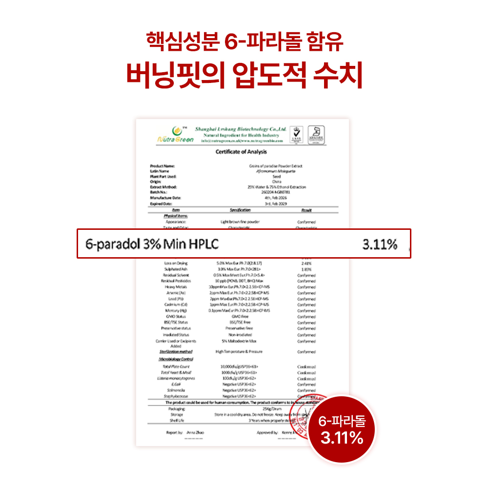 젠업 파라다이스 그레인 버닝핏 20배농축 6파라돌 알파cd 60정, 1개 - 상세 이미지 3