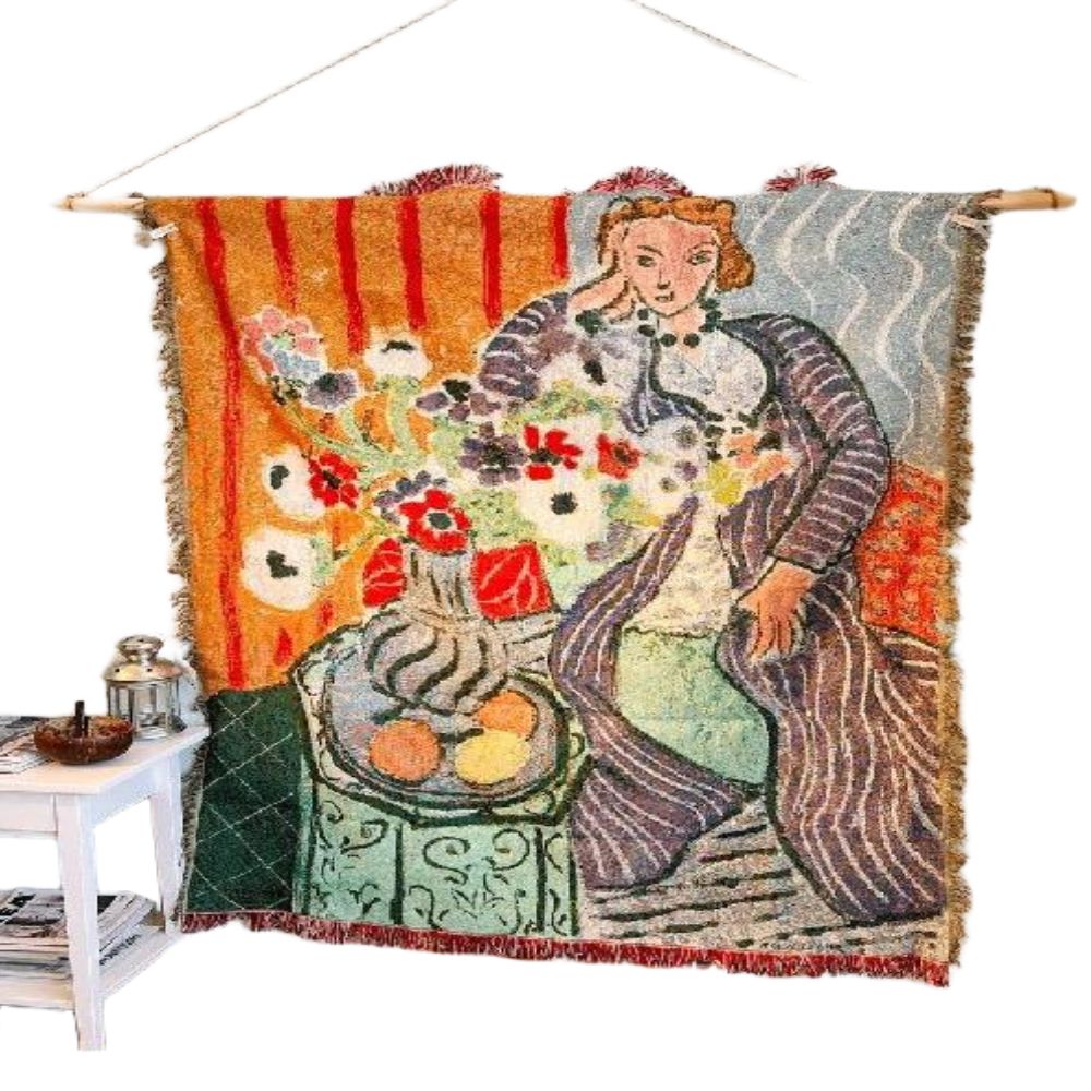 유화 태피스트리 야수파 명화 담요 커버 블랭킷 벽걸이 장식 A 130x160cm - 상품 이미지