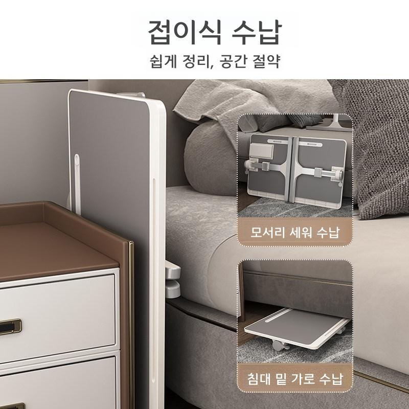 접이식 노트북 테이블 학생용 침대 협탁 소형 더스크 그레이 카드 슬롯 뒷면 플레이트 - 상세 이미지 4