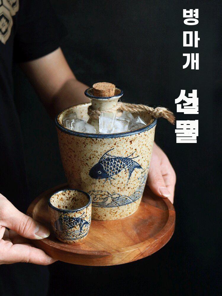 일본 사케잔 세트 도쿠리세트 일식 사케 술잔 술병 이자카야 소형 술병1+술잔2+하단컵1 - 상세 이미지 3