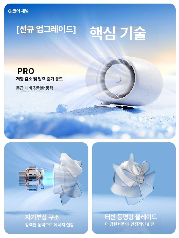 미니 클립형 선풍기 핸즈프리 우산 선풍기 양산 손잡이 부착식 [일반버전] 1300mAh [글레이셔화이트] 1600mAh - 상세 이미지 2