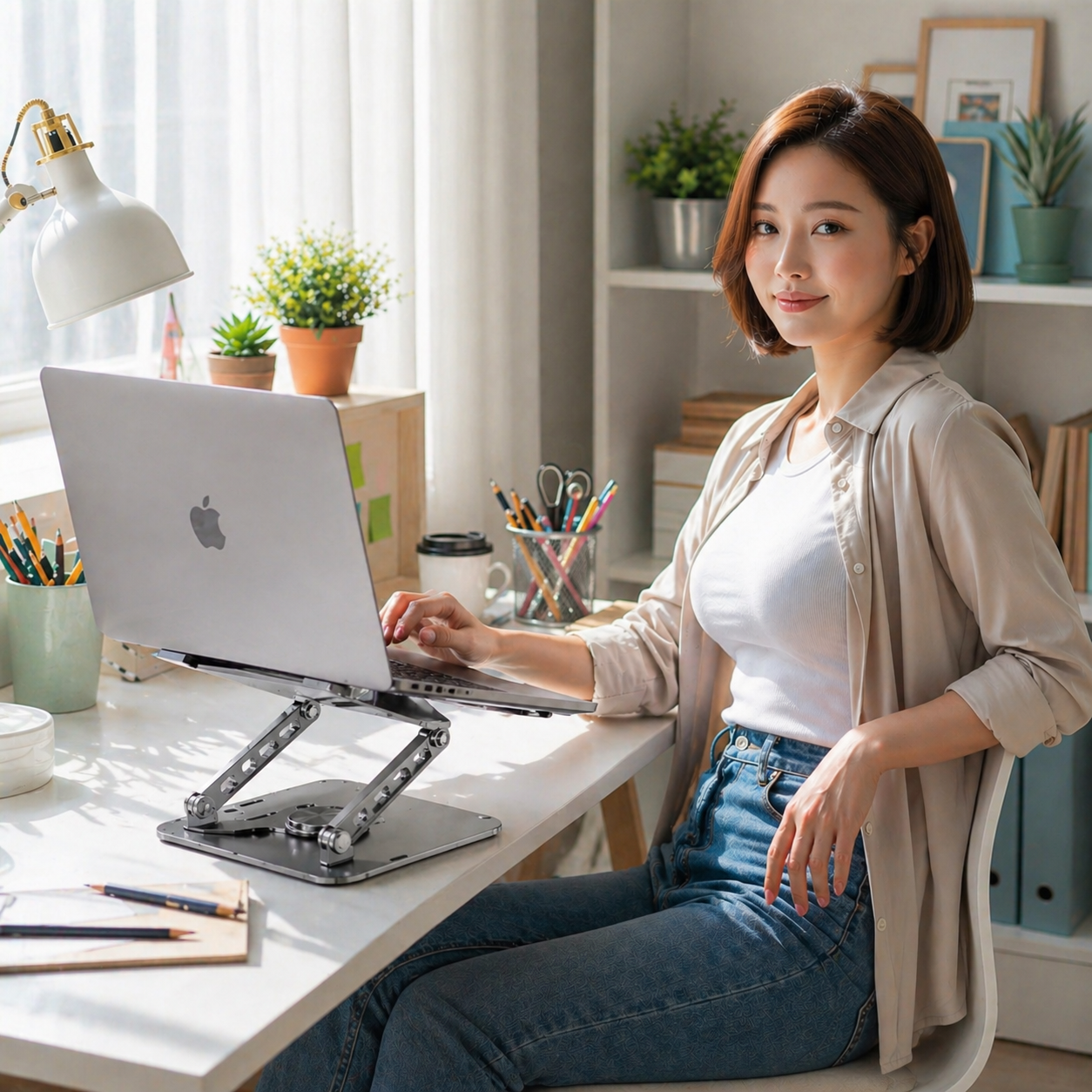 바라보고 SG19 360도 회전 알루미늄 노트북 거치대 높이조절 - 상세 이미지 2