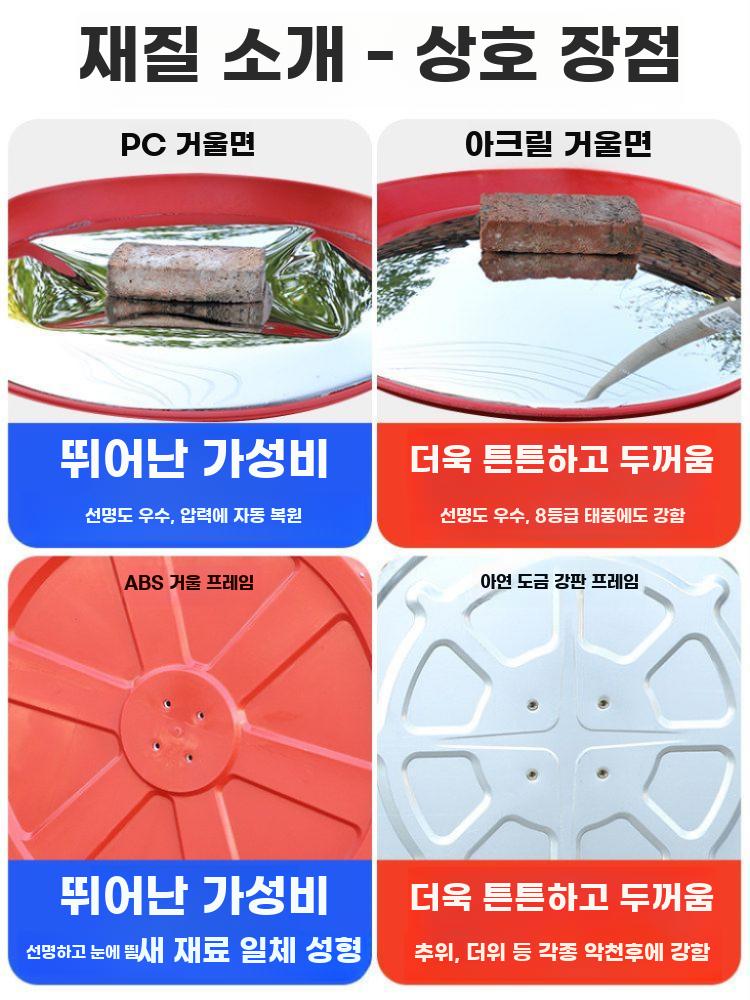 코너거울 볼록거울 스탠드 야외 사각지대 거울 주차장 교차로 PC 55cm 실외+ 2m 스탠드 - 상세 이미지 3
