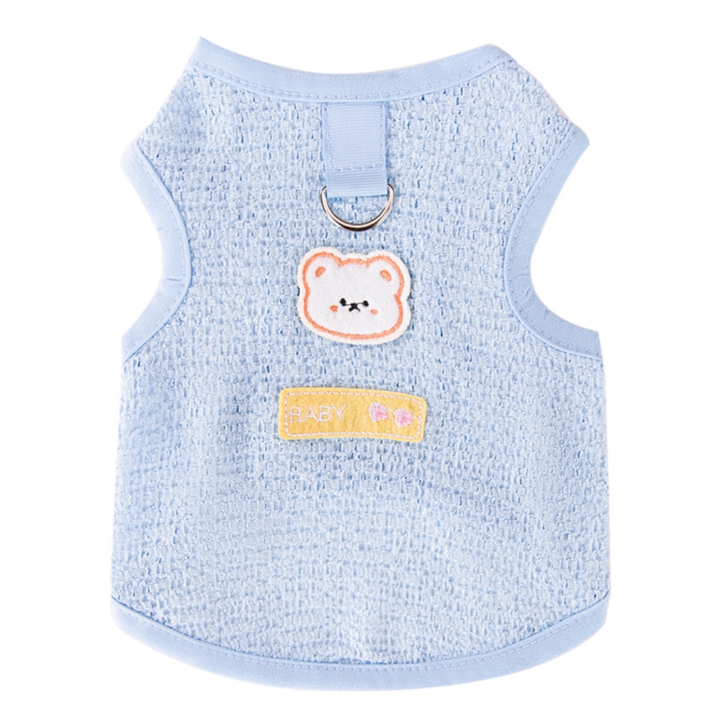 강아지 고양이 귀여운 니트 조끼 통기성 여름 산책용 귀여운 블루 XS (권장 체중 0.5~1.5kg) - 상세 이미지 5