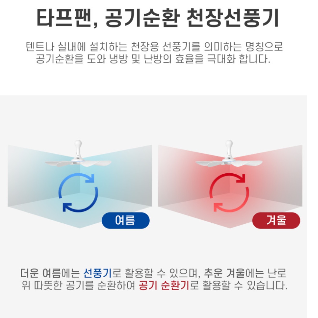 타프 텐트 선풍기 작은 천정 선풍기 낮은 천장 실링팬 - 상세 이미지 2