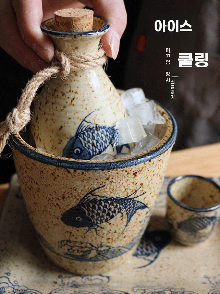 일본 사케잔 세트 도쿠리세트 일식 사케 술잔 술병 이자카야 소형 술병1+술잔2+하단컵1 - 상세 이미지 5