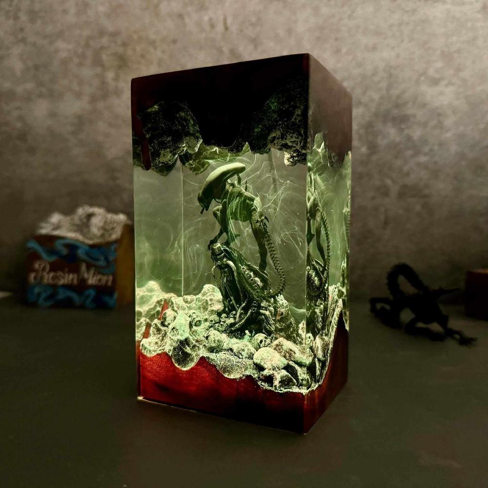 심해 외계인 모형 수중 에일리언 무드등 조명 장식품 웜라이트 12x6.5cm - 상세 이미지 2