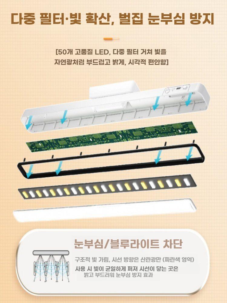 책상등 학생 LED 조명 스탠드 독서등 학습용 공부집중 30cm 회전 충전식(USB) - 상세 이미지 4