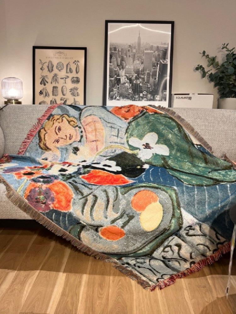 유화 태피스트리 야수파 명화 담요 커버 블랭킷 벽걸이 장식 A 130x160cm - 상세 이미지 4