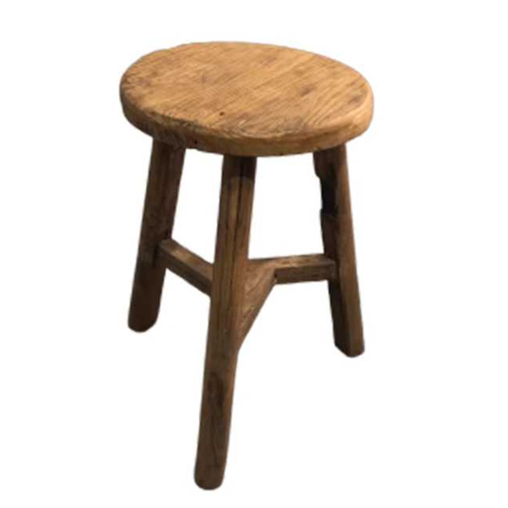 빈티지 고재 스툴 받침대 원형 현관 레트로 원목 우드 직경 25cm x 높이 28cm - 상품 이미지