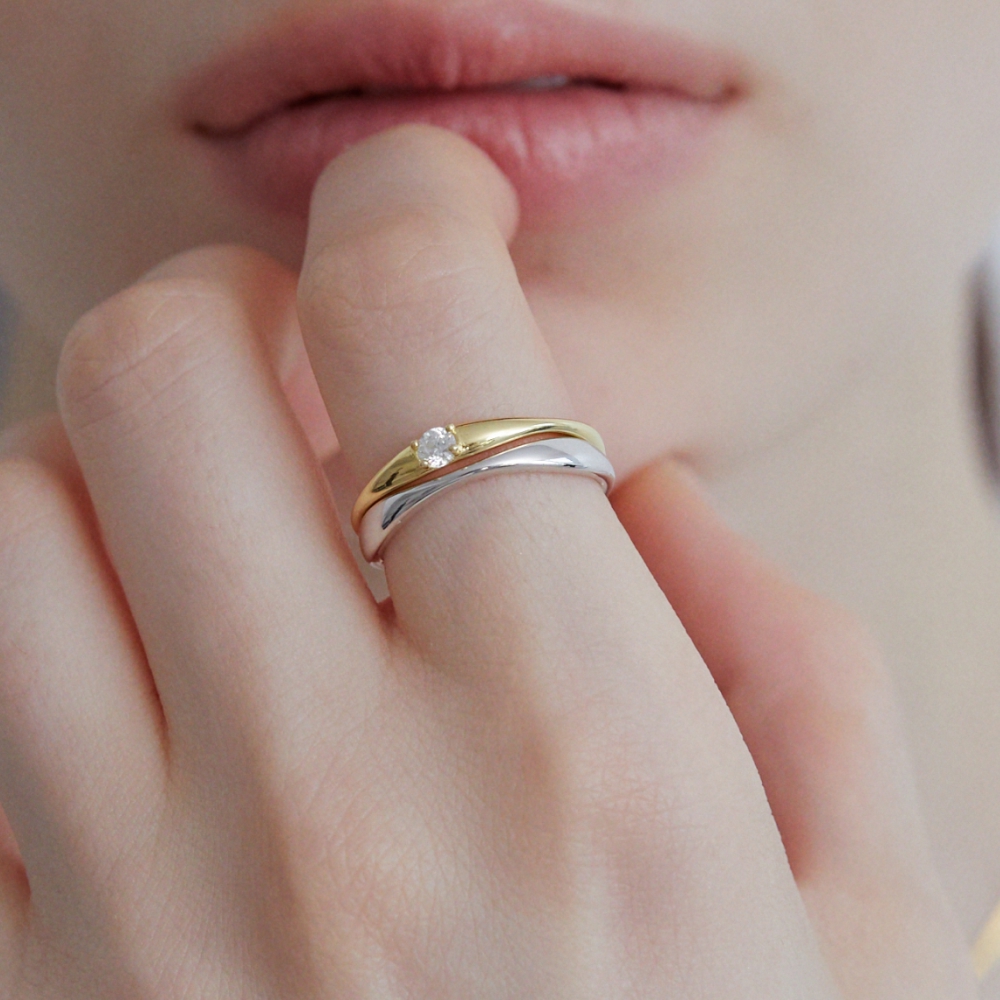 [바이이에르] [925 silver] Layered stone ring (Combi) BH7R53716C9