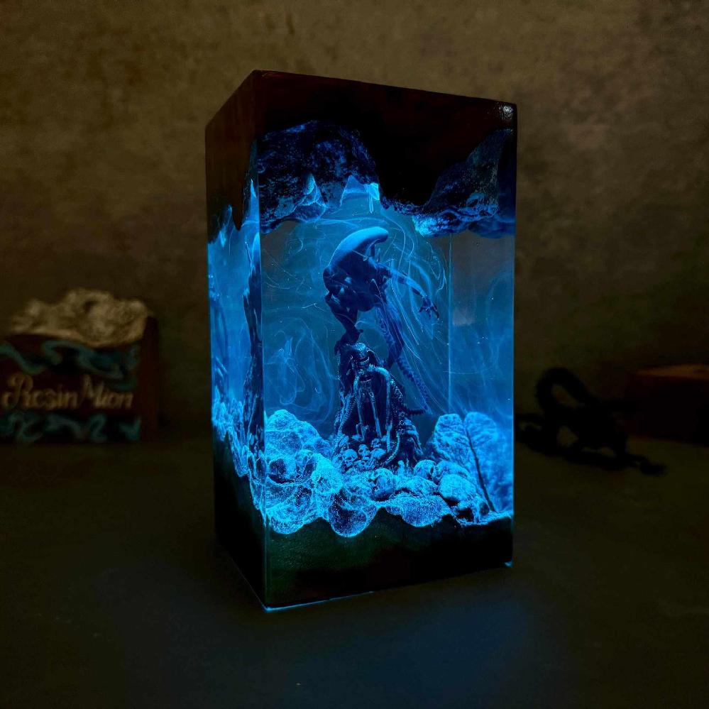 심해 외계인 모형 수중 에일리언 무드등 조명 장식품 웜라이트 12x6.5cm - 상세 이미지 4