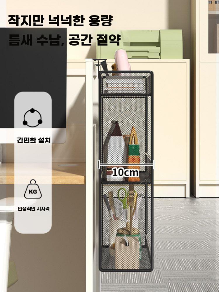 책상 정리 수납대 사무실 파티션 정리대 후크 벽걸이형 블랙 2층 바구니 + 조절 후크 - 상세 이미지 5
