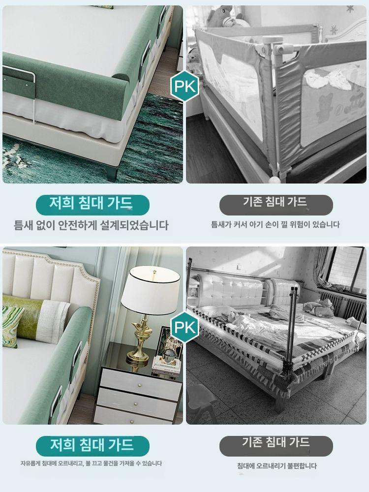 침대가드 쿠션 안전가드 2m 그레이 낙상방지 칸막이 휴대용 등받이 - 상세 이미지 3
