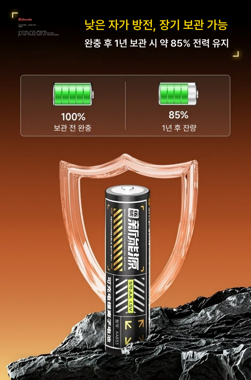 AA AAA 충전지 세트 1.5V USB 고속충전 배터리 8구 충전기 1200회 재사용 - 상세 이미지 5