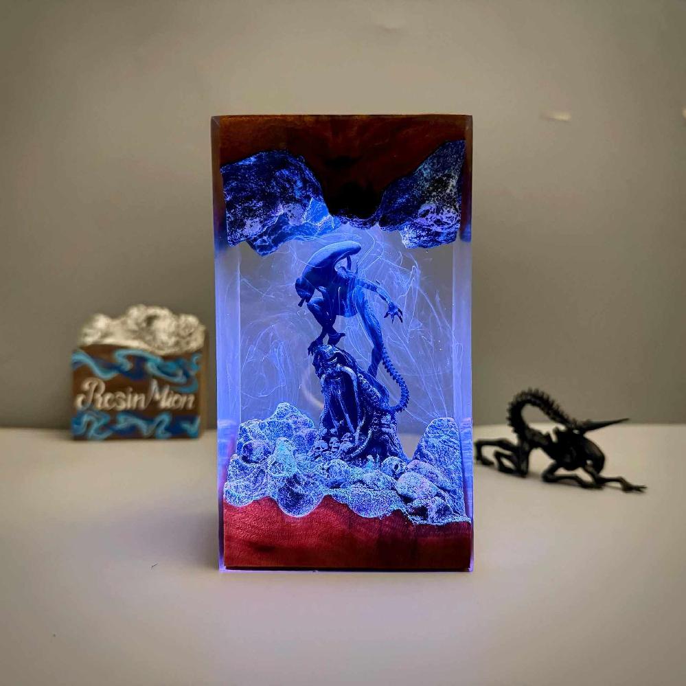 심해 외계인 모형 수중 에일리언 무드등 조명 장식품 웜라이트 12x6.5cm - 상세 이미지 3