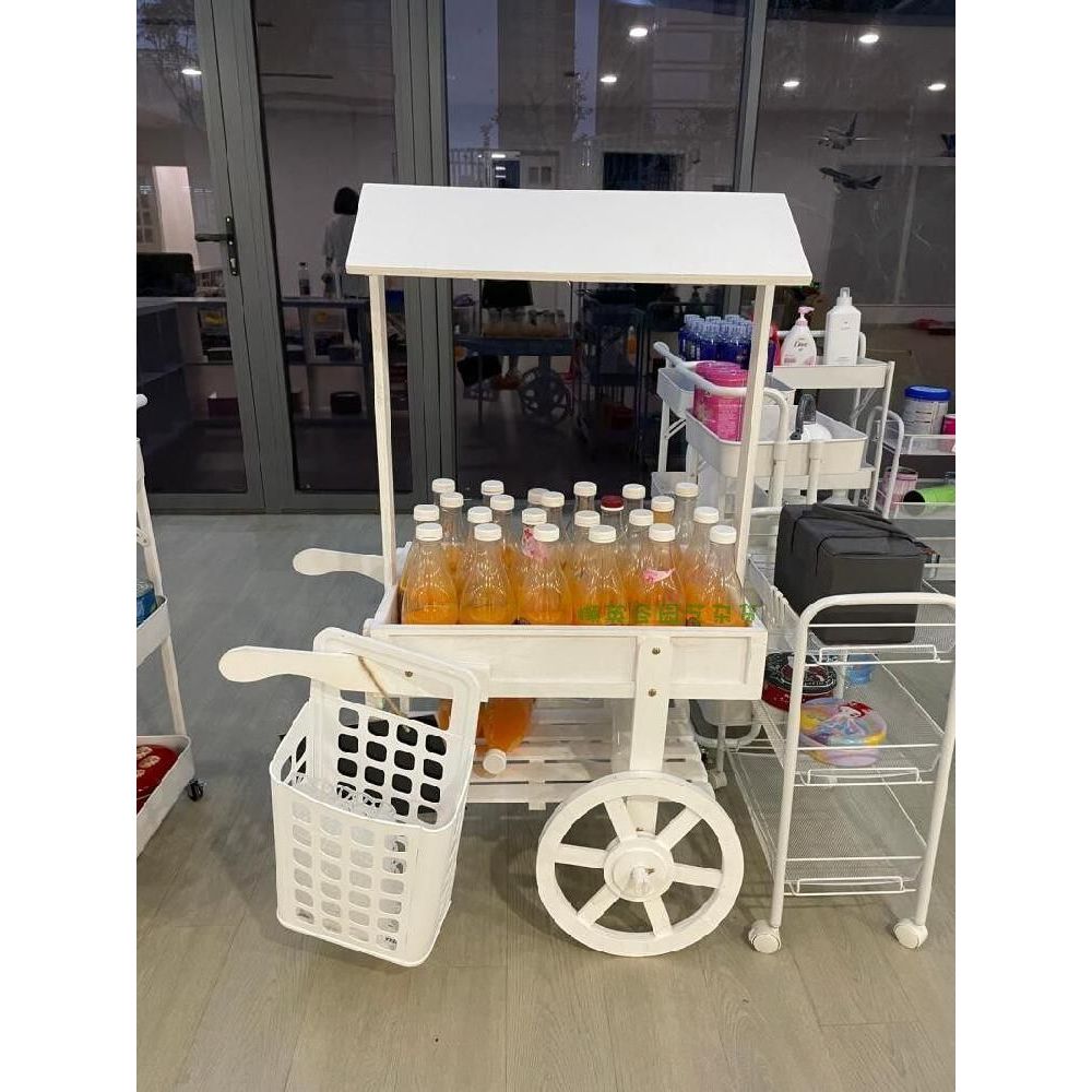꽃마차 꽃수레 플리마켓 카트 전시대 꽃집 정리대 빈티지 원목 화분대 화분 - 상품 이미지