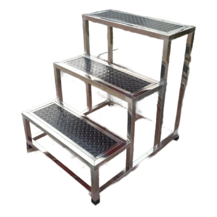 이동식 계단 작업대 공장 작업용 스텐 발판 안전 2단 2단 소형 블랙 50x46x40 - 상품 이미지