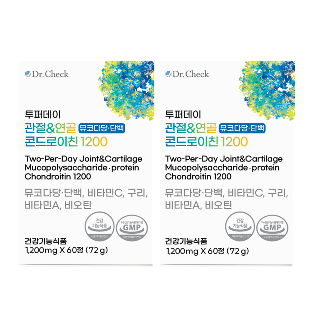 닥터체크 투퍼데이 관절&연골 뮤코다당 단백 콘드로이친 1200 2개월 분 2박스 - 메인 이미지