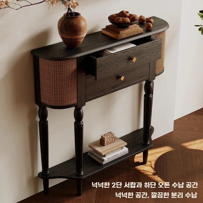 빈티지 원목 현관콘솔 현관 캐비닛 우드 복도 선반 클래식 - 상세 이미지 4