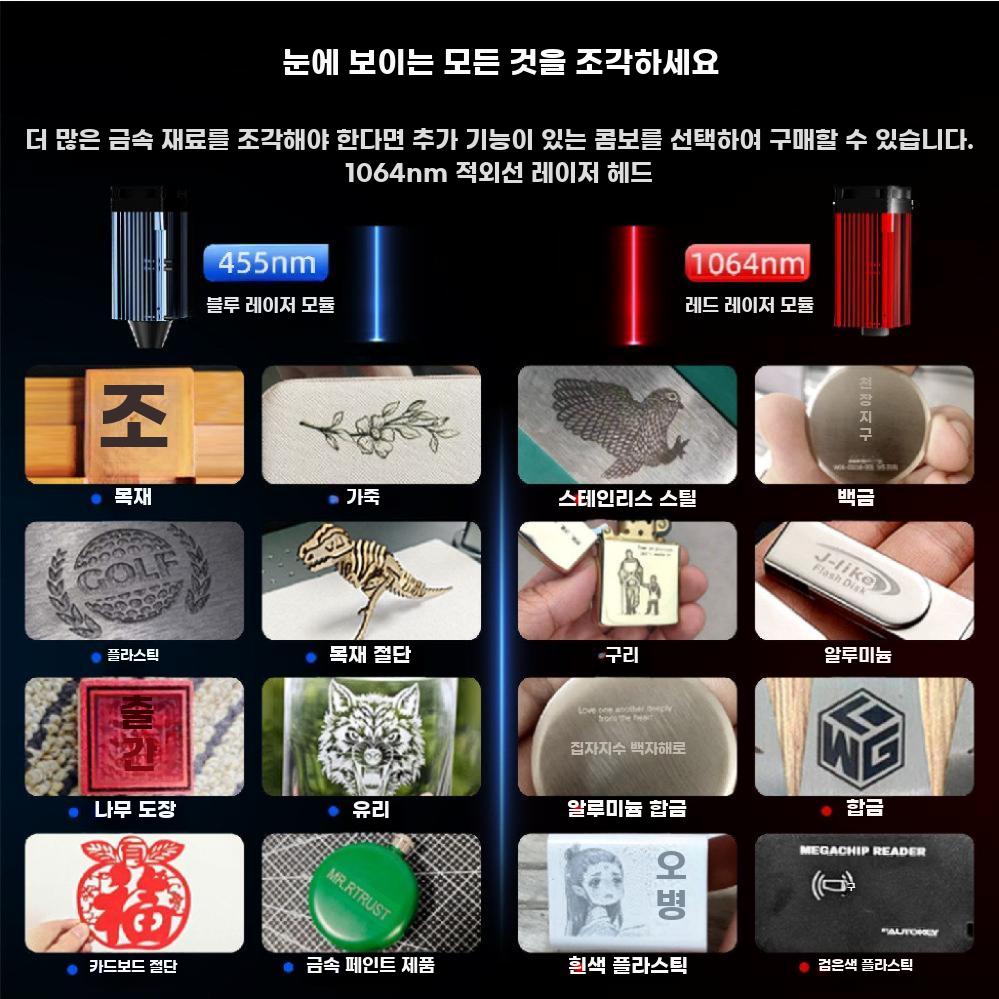 소형 레이저각인기 휴대용 금속 마킹기 레이저 조각기 A2 프로 6W (롤러) - 상세 이미지 4
