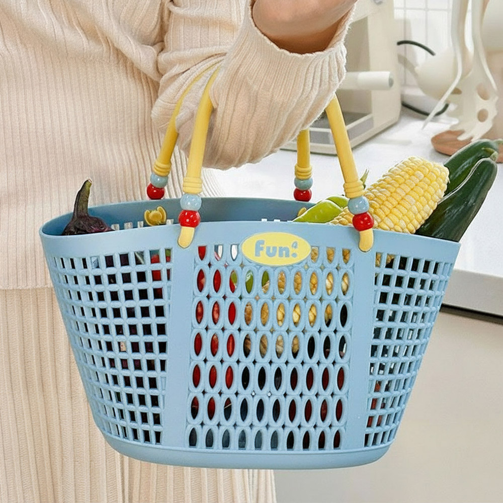 쿨팝 핸들 목욕바구니 수영장 헬스장 샤워 가방 사우나 물빠짐 욕실 정리함 블루, 1개 이미지 6