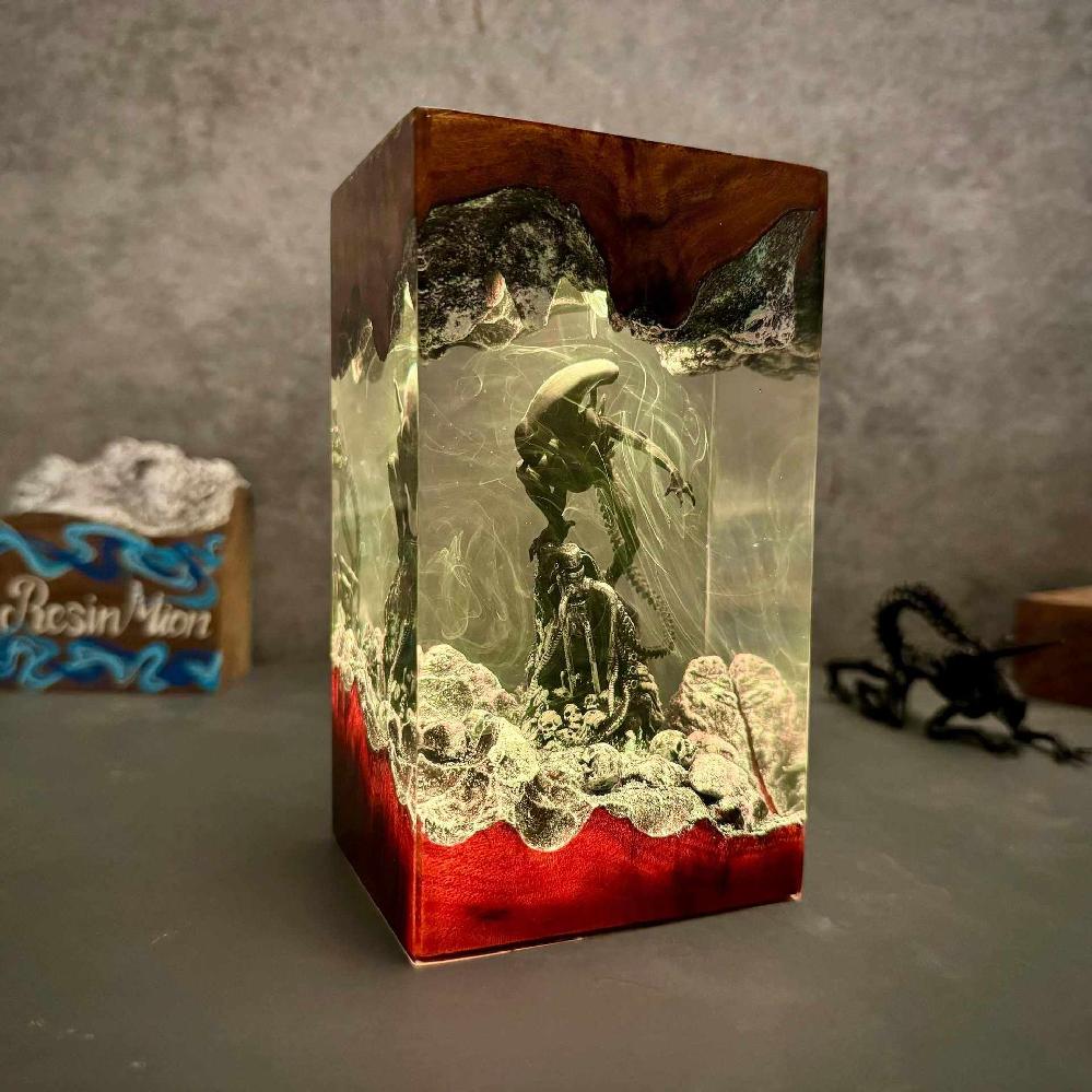 심해 외계인 모형 수중 에일리언 무드등 조명 장식품 웜라이트 12x6.5cm - 상세 이미지 5