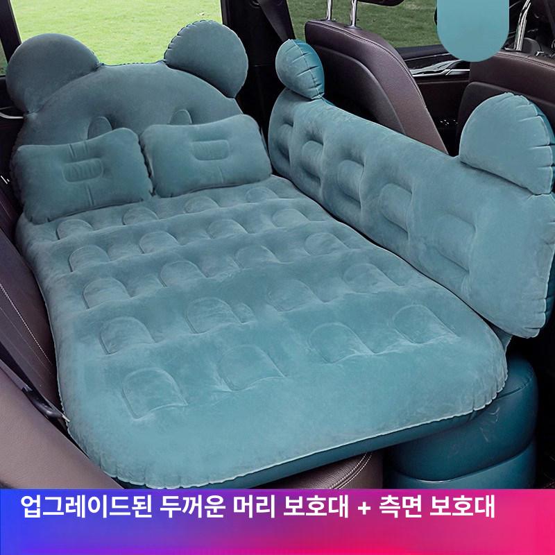 차량용 뒷좌석 에어매트 자동차 SUV 여행용 공기침대 차박 수면 매트 웨이브 블랙 긴 지지대 - 상세 이미지 3