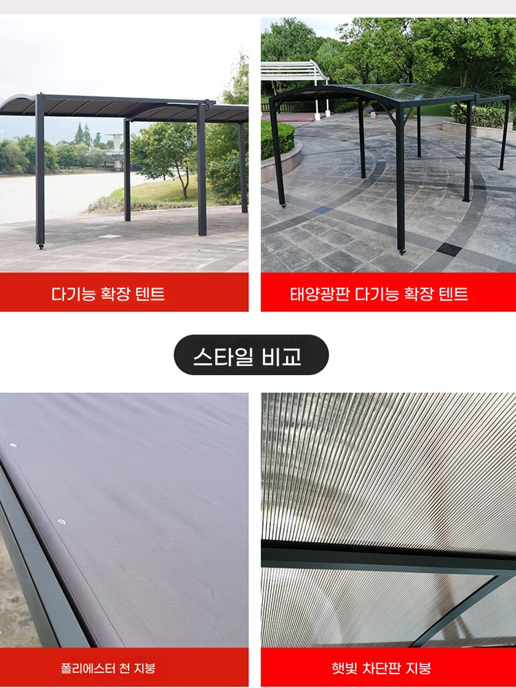 벨라로크 스카이어닝 이동식 주차장 간이 야외 파고라 A. 개폐식 차고 35.7m 업그레이드 - 상세 이미지 4