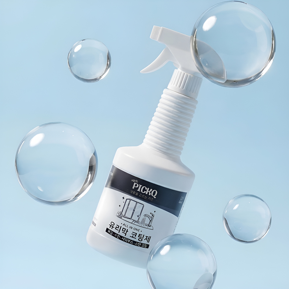 홈픽큐 유리막코팅제 600ml 욕실 샤워부스 거울 창문 유리 발수코팅 싱크대 스텐 광택 - 상세 이미지 4
